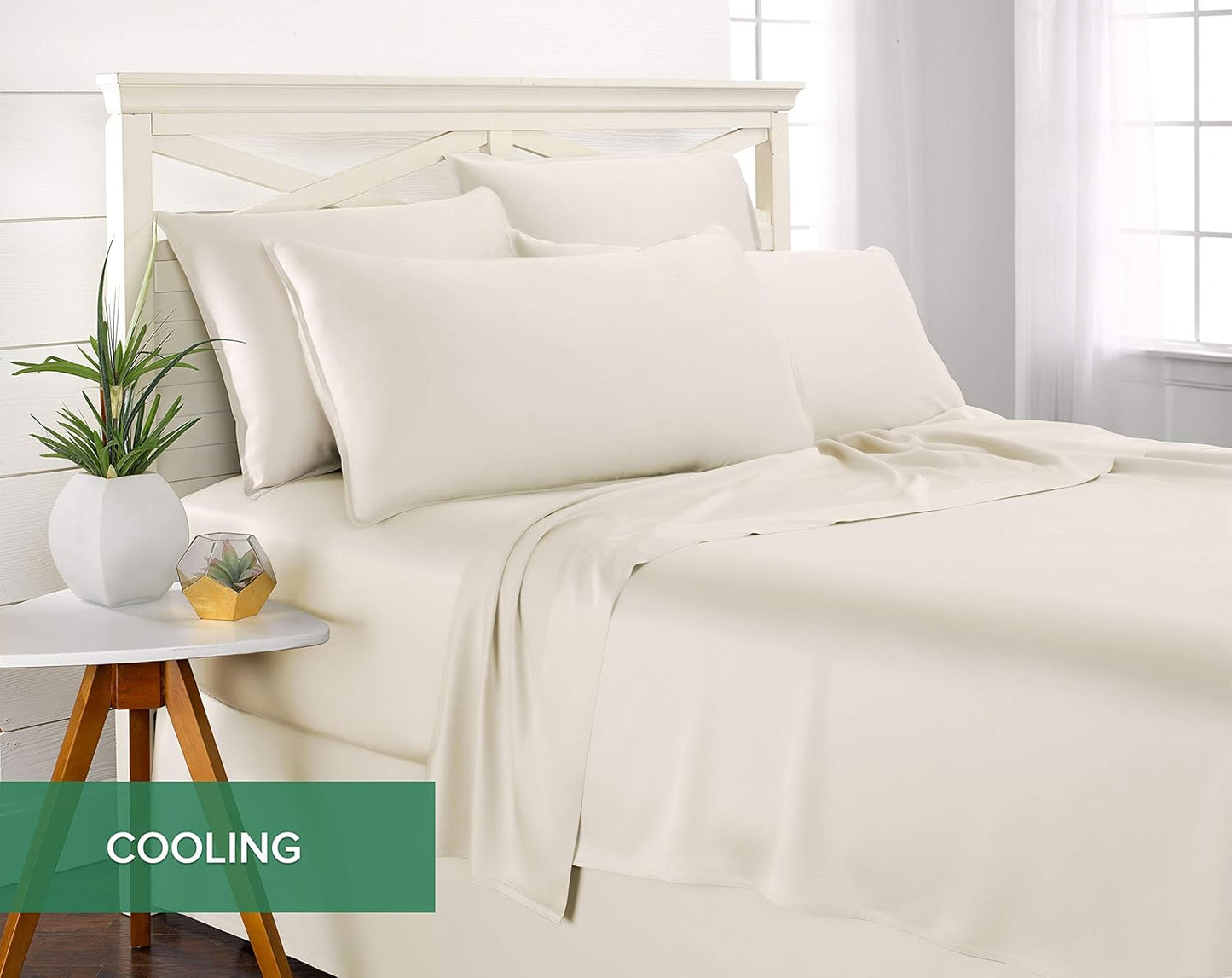 Full Sheets by Pure Bamboo, Genuine 100% Organic Viscose Derived from Bamboo Bed Sheet Set, Luxuriously Soft & Cooling, Double Stitching, Lifetime Quality Promise (Full, Ivory)