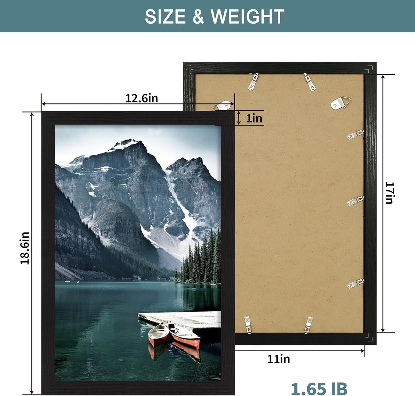 iRahmen 11x17 Picture Frame Set of 2, Black Poster Frames with Plexiglass, Wood Frame Display Pictures 11 x 17 for Photo Horizontal or Vertical Wall Mounting