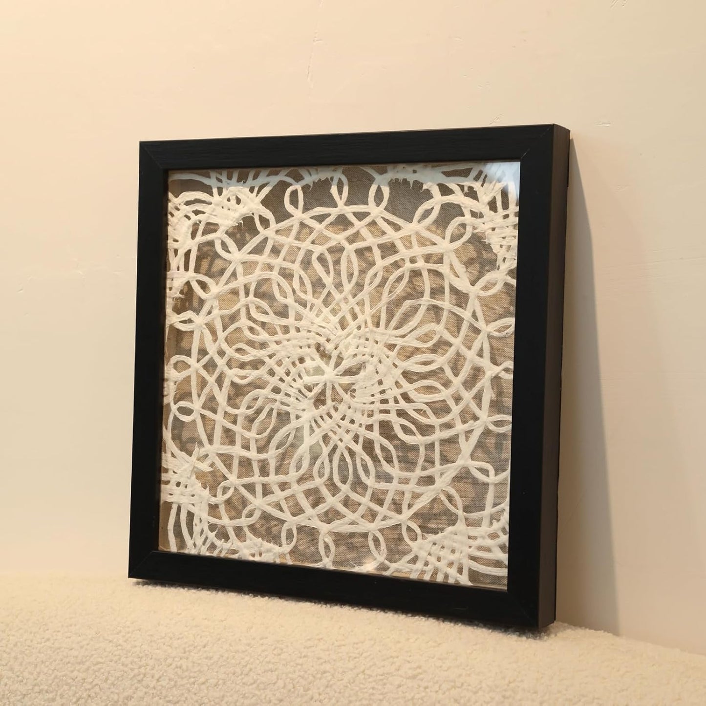 FOLKOR Black and White Framed Wall Art for Living Room, 12" Boho Home Decor Abstract Mandala Artwork, Handmade Rice Paper Shadow Box Art Accent for Housewarming Wedding Gift