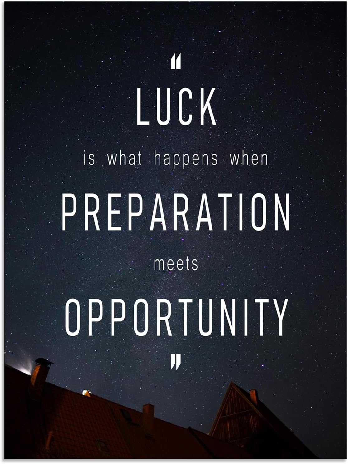 Inspirational Quote Poster "Luck Is Preparation Meets Opportunity" Motivational Wall Decor for Gym Office Bedroom Home Modern Artwork Ready to Hang[30" W X 40" H]