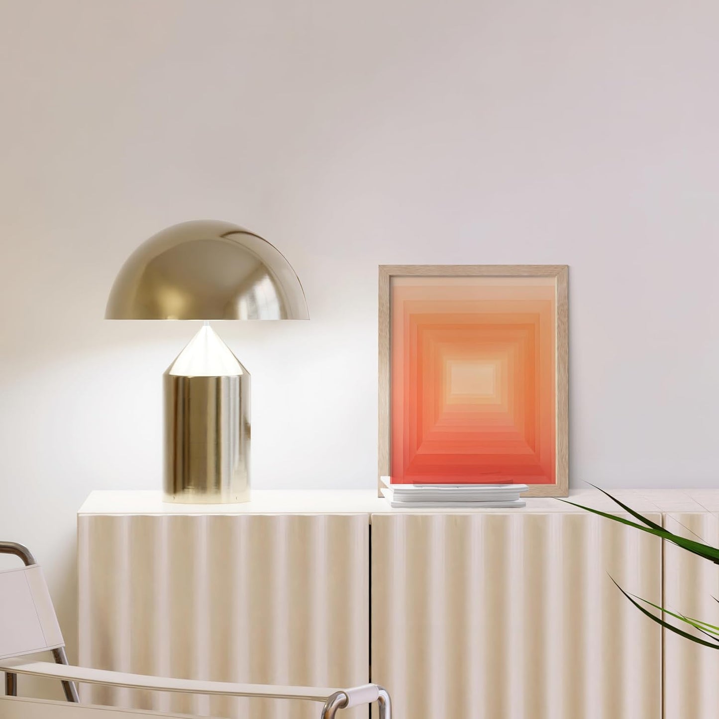 HAUS AND HUES Pink Geometric 2 Art Print with Natural Oak Frame 8x10