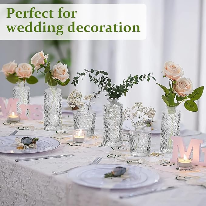 RUCKAE Small Clear Bud Vases Bulk 22 Pack Mini Flower Glass Vases for Centerpiece Table Wedding Decorations Home Decor Party(Transparent)