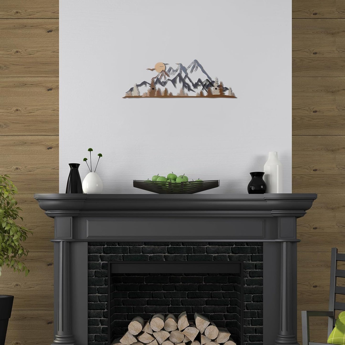 Demissle Mountain Range Metal Wall Art Decor Summit Rustic Wall Sign Forest Home Decor Sign Mountain Scene Art, 15.7 x 5.3 Inch(Colorful)