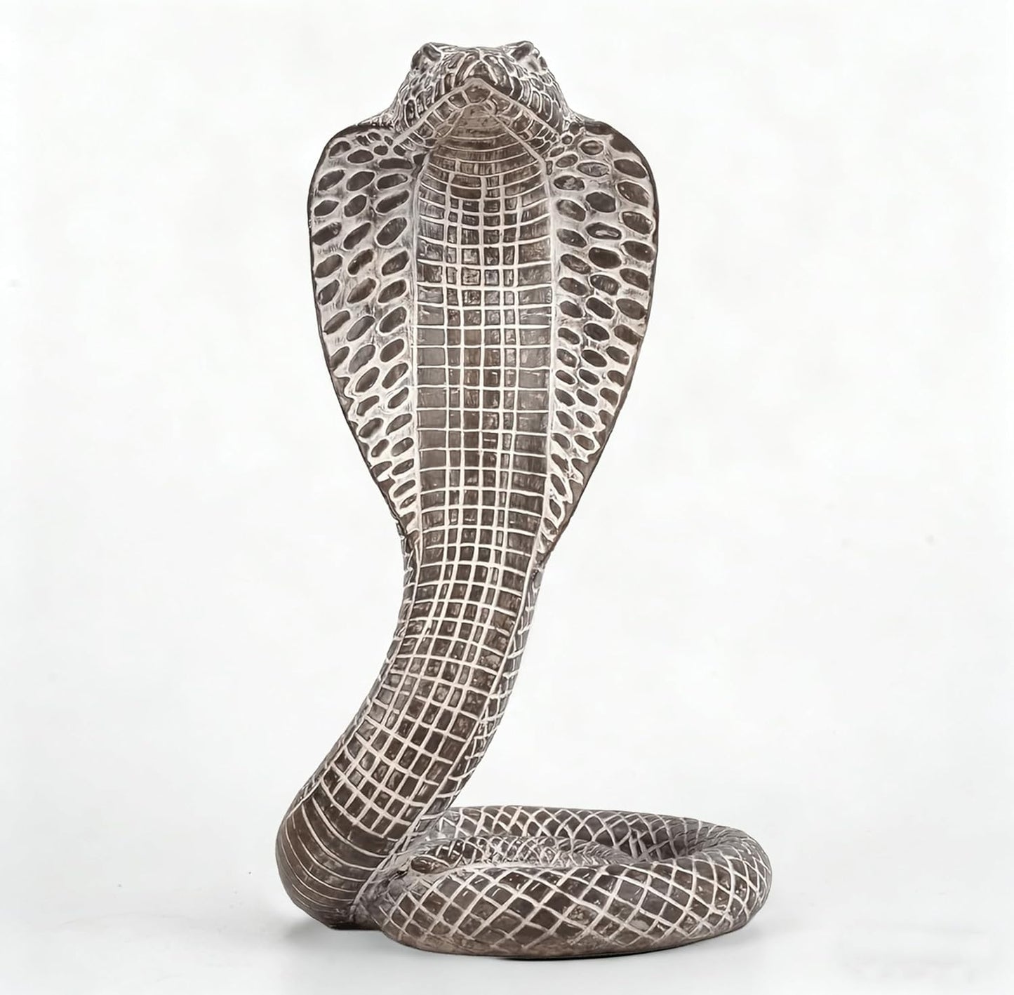 King Cobra Snake Statue Realistic Snake Resin Figurine Handcrafted, Indoor/Outdoor Animal Ornaments for Home Office Garden Yard Decor, Unique Gift for Collectors, Brown