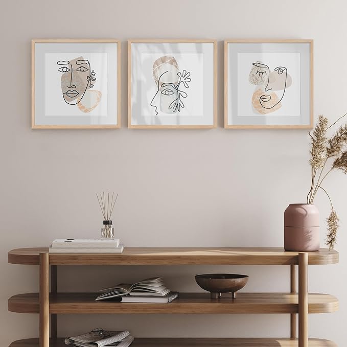 20x20 Oak Wood Picture Frames -20"x20" Poster Frames for Wall, 20x20 Picture Frame, 20 x 20 Picture Frames, 20 x 20 Frames for Wall(1 Pack, Beige)