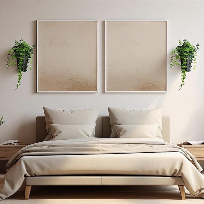 2 Packs Metal Wall Planter Wall Vase Hanging Planters for Artificial Plants Flowers Farmhouse Tall Flower Holder Fake Flowers Vase for Country Home Outdoors Decor(Black)