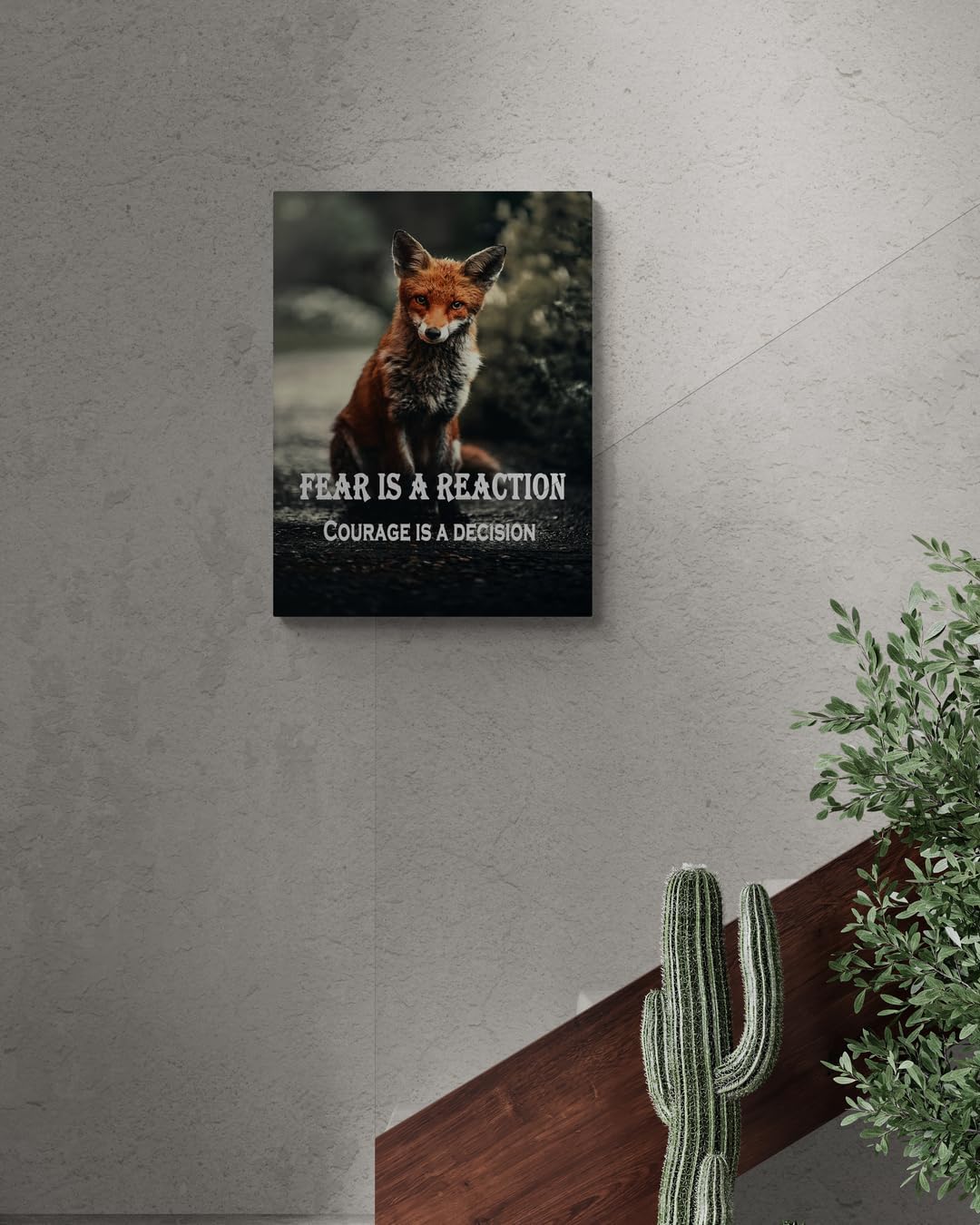 GoForArt Motivational Canvas Wall Art, Famous Quote Inspirational Prints Wall Decor, Fox Fear Is A Reaction Poster for Office Living Room, Animals Bedroom Dorm Room Artwork Home Decoration 12x18in