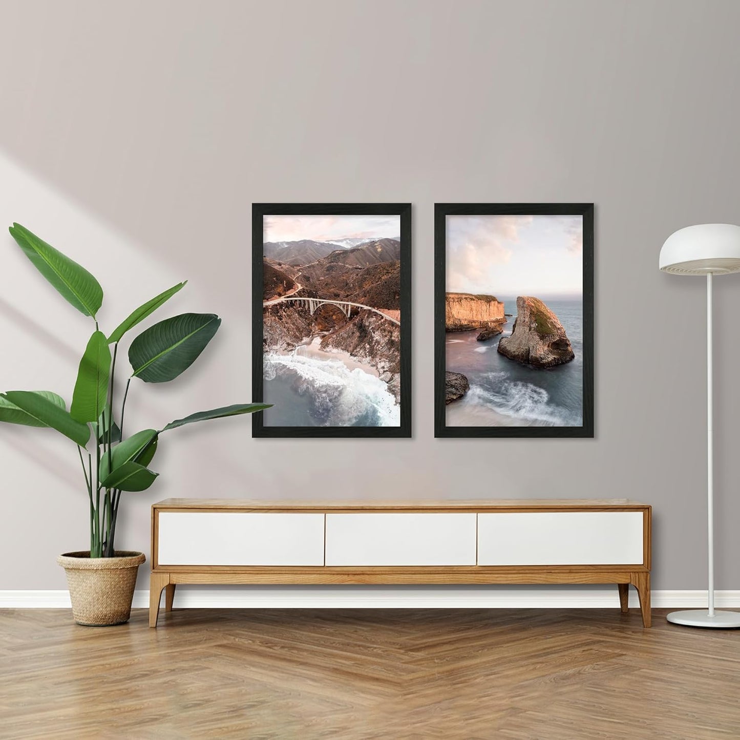 iRahmen 12x18 Picture Frame Set of 2 with Plexiglass, Black Wood Poster Frames for Photo Gallery Wall Mounting Horizontal and Vertical