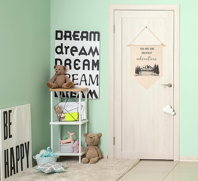 You Are Our Greatest Adventure-Mountain Woodland Adventure Nursery Wall Art-Flag Decor Gifts for Boys Girls Kids-Banner Wall Sign Gifts for Nursery,Baby Room,Reading Room,Playroom Bedroom,Front Door