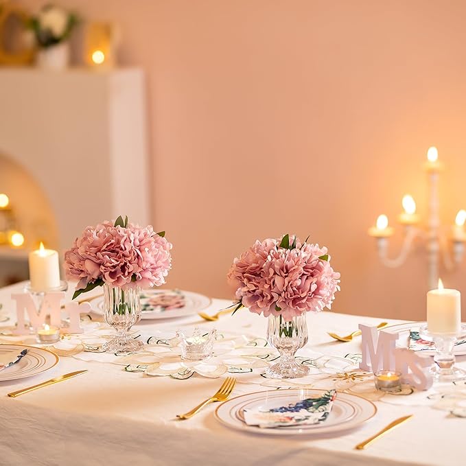 Glasseam Glass Vases for Centerpieces, Modern Compote Crystal Small Vase Set of 12, Pedestal Clear Vases for Decor, Unique Wedding Table Dining Room Decorations, 5.7in