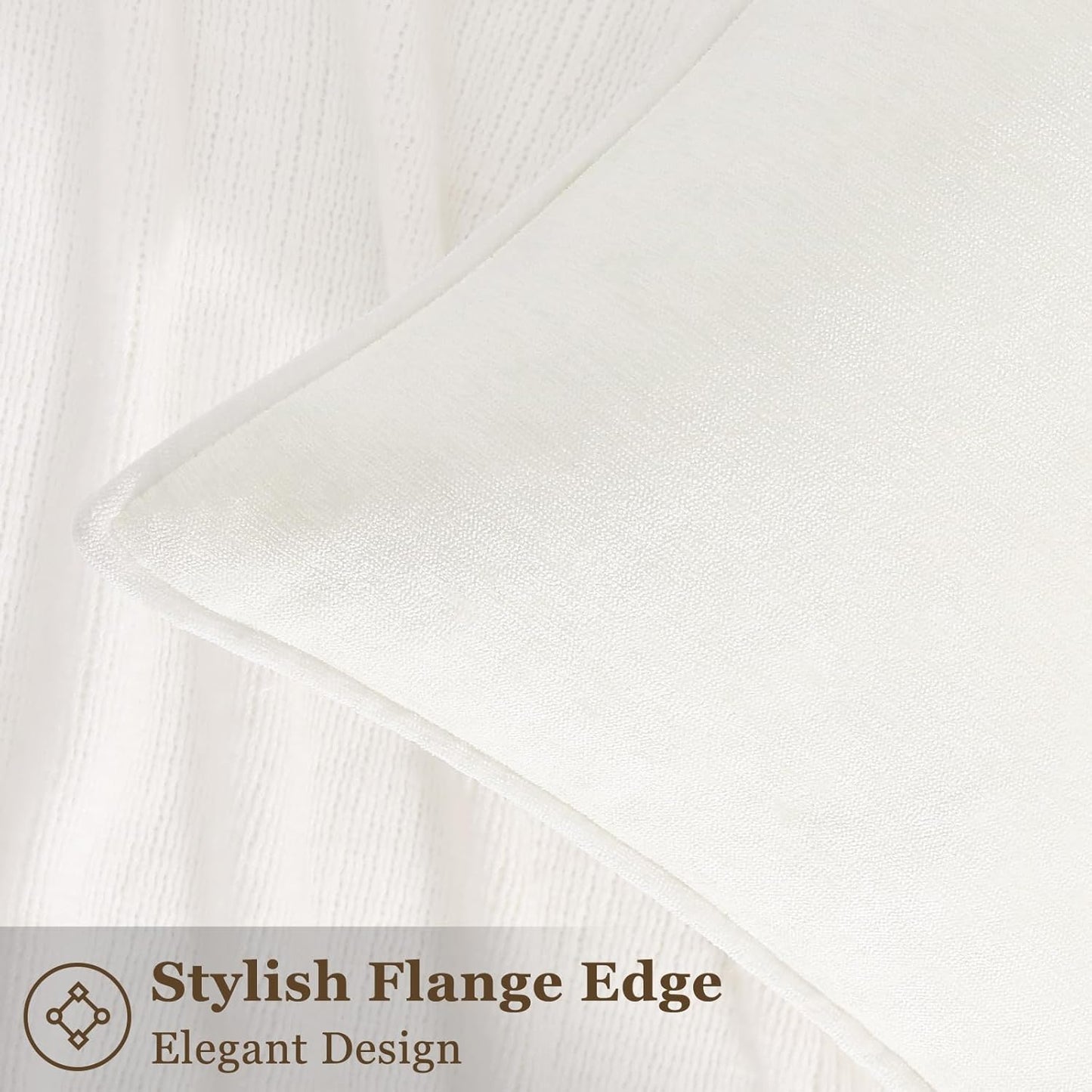 decorUhome Couch Throw Pillow Covers 26x26 Set of 2, Decorative Soft Euro Neutral Chenille Pillow Covers with Elegant Design for Sofa Bed Living Room Home Decor, Cream White