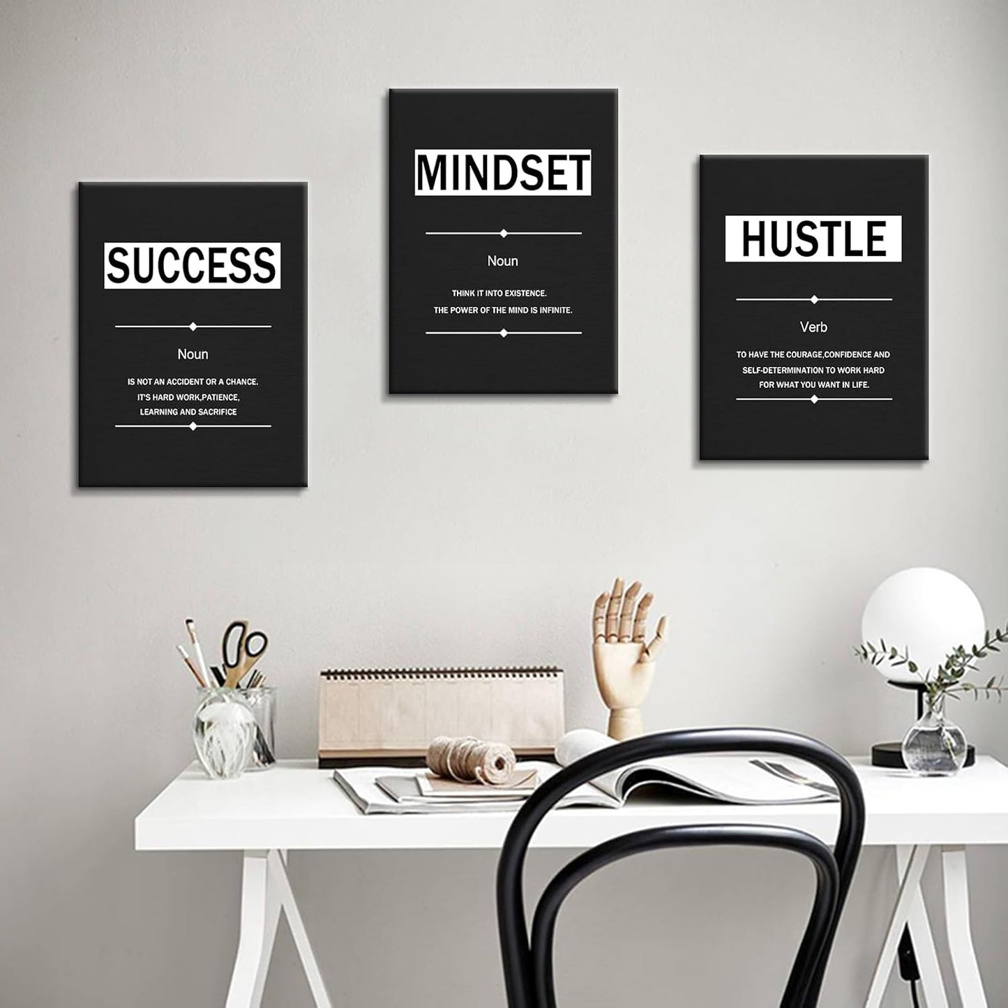 Inspirational Canvas Wall Art Motivational Mindset Success Hustle Entrepreneur Quotes Poster Print Positive Theme Painting Artwork for Bedroom Bathroom Wall Decoration Ready to Hang [36''W x 16''H]