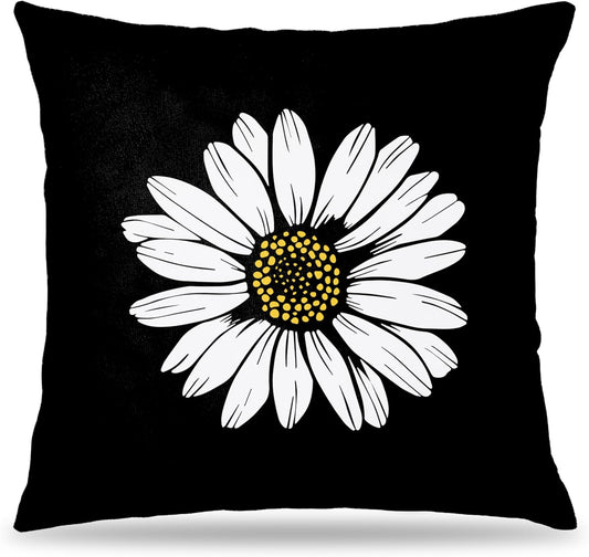 Daisy Floral Pillow Covers 18x18 Double-Sided, Daisy Flowers Wildflower Pillow Covers for Couch Bed Living Room Bedroom, Daisy Decor, Spring Summer Floral Room Decor