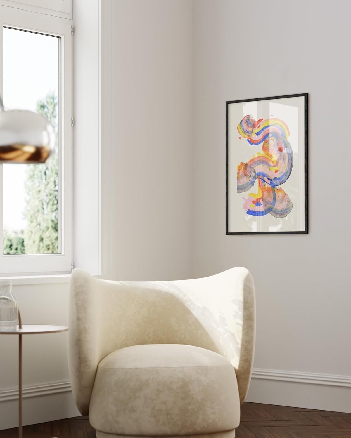 HAUS AND HUES Colorful Abstract Wall Art - Minimalist Retro Picture for Living Room Decor, Red and Pink Modern Wall Art Painting (Abstract Watercolor Swirls, Unframed, 24x36)