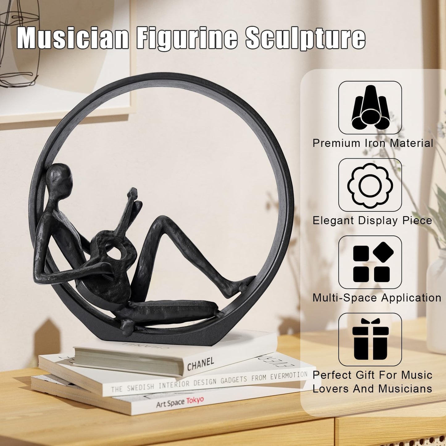 Guitar Figurines Home Decor - Music Decorations for Home, Musician Player Collectible Figurine,Guitar Statue/Sculpture Gifts for Women and Men