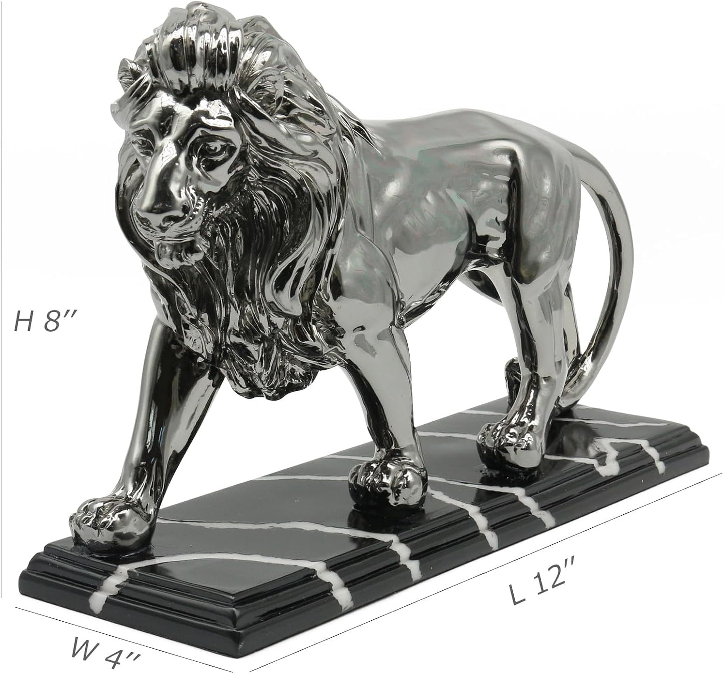 Lukitas Lion Sculpture Decor - Animal Figurine Decorative Ornament for Living Room Office, or Shelf, Collectible Gifts for Lion Lover, Resin
