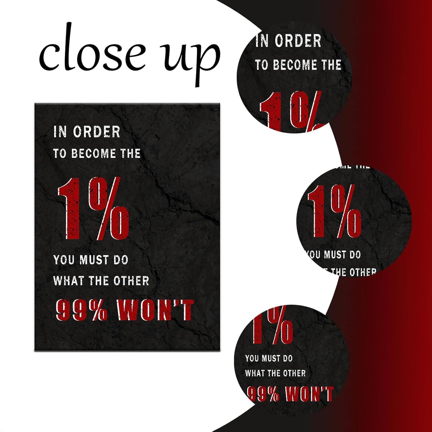 Become The 1% Inspirational Canvas Wall Art Office Decor Painting Poster Motivational Quotes Positive Theme Picture Print Artwork for Living Room Gym Hallway School Stretched and Framed [30''Wx 40''H]