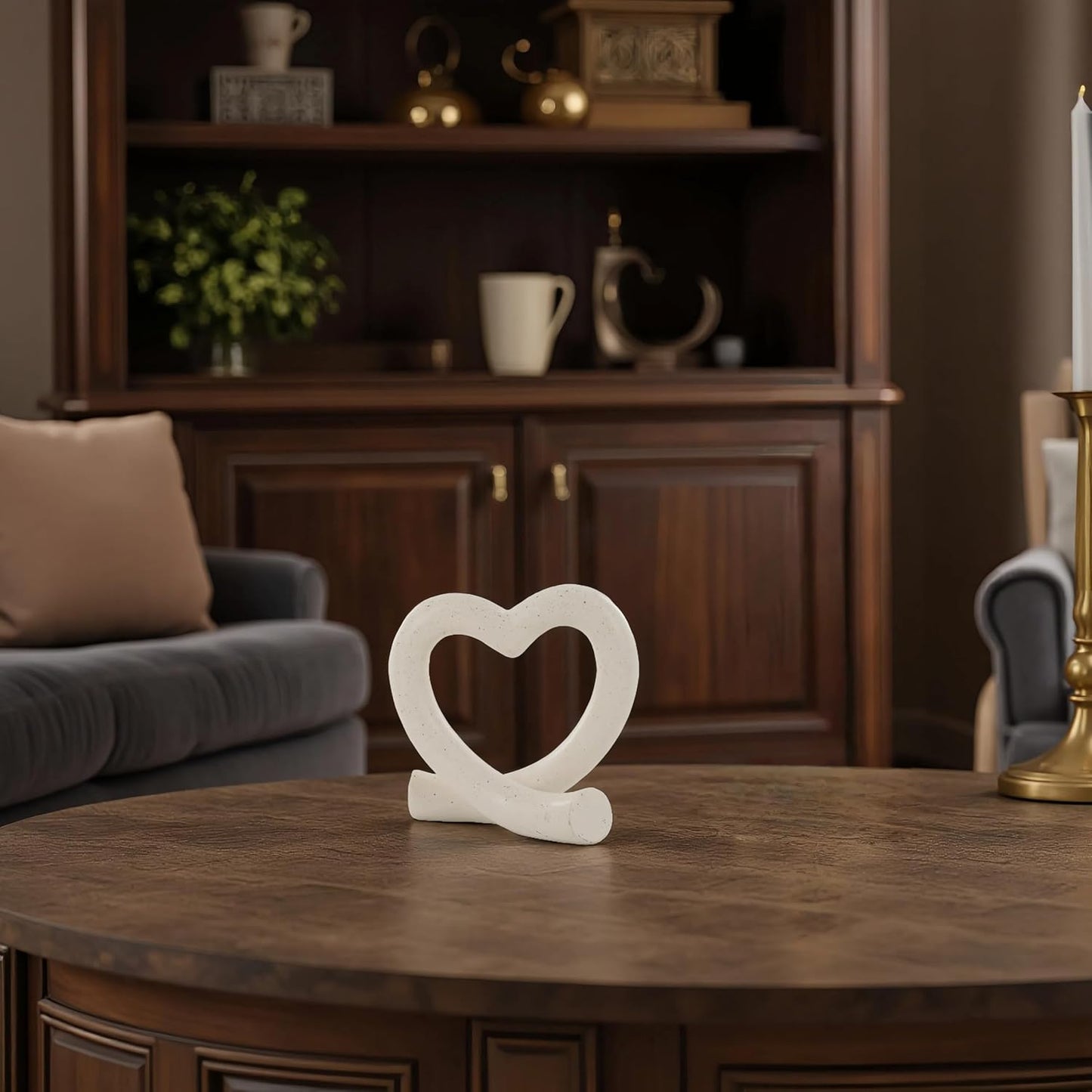 Heart Sculpture Home Decor - Love Line Modern Aesthetic Statue - Unique Ornaments Decorations for Living Room, Coffee Table, Bedroom, Shelf - Romantic Gifts for Lover