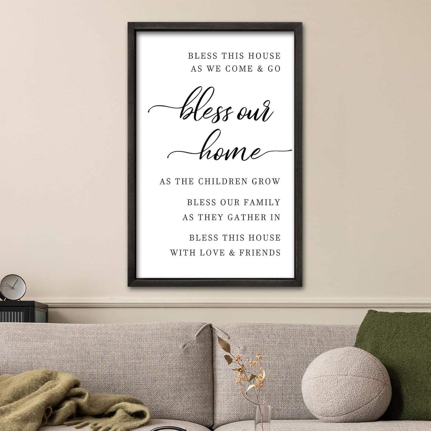 comurdyo Bless This Home Wall Decor 16"×24" Modern Rustic Farmhouse Inspirational Blessing Sweet Family Quote Scripture Sign For Living Room Bedroom House Wall Art Hanging (Black)