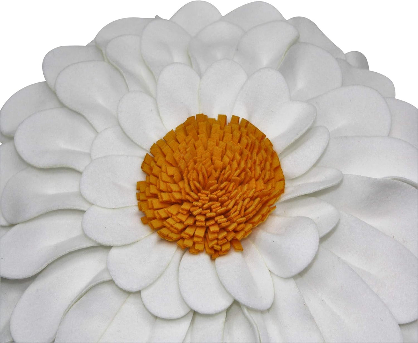 Contempo Lifestyles Decorative Daisy Throw Pillow - 3D Design Patented - Soft & Cozy Couch & Bed Pillow - 14" Flower, 13" with Insert, Ivory/Gold