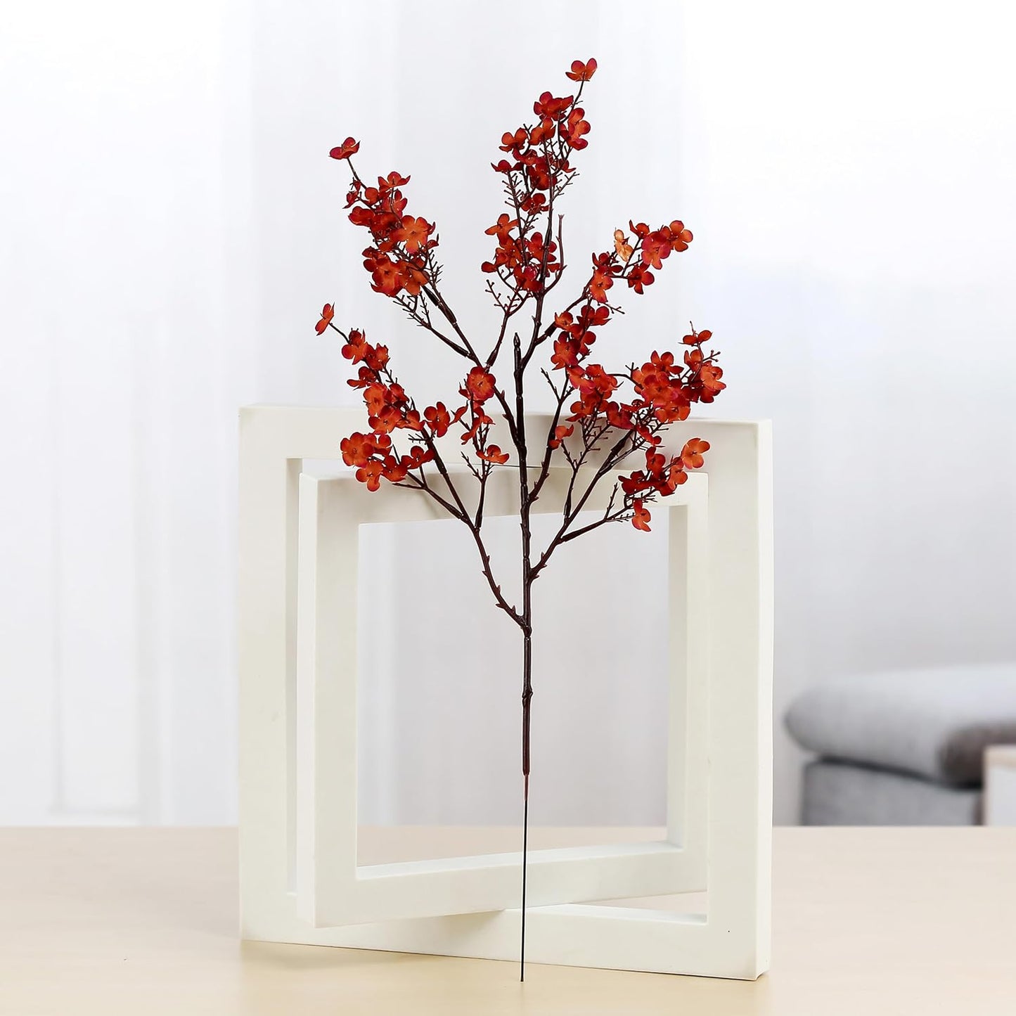 JAKY-Global Babys Breath Silk Artificial Flowers Bulk 6pcs Farmhouse Fall Decor Fake Flower Bouquet Bulk for Home Kitchen Indoor Floral Arrangement Centerpieces Party Decor(Burnt Red Brown)