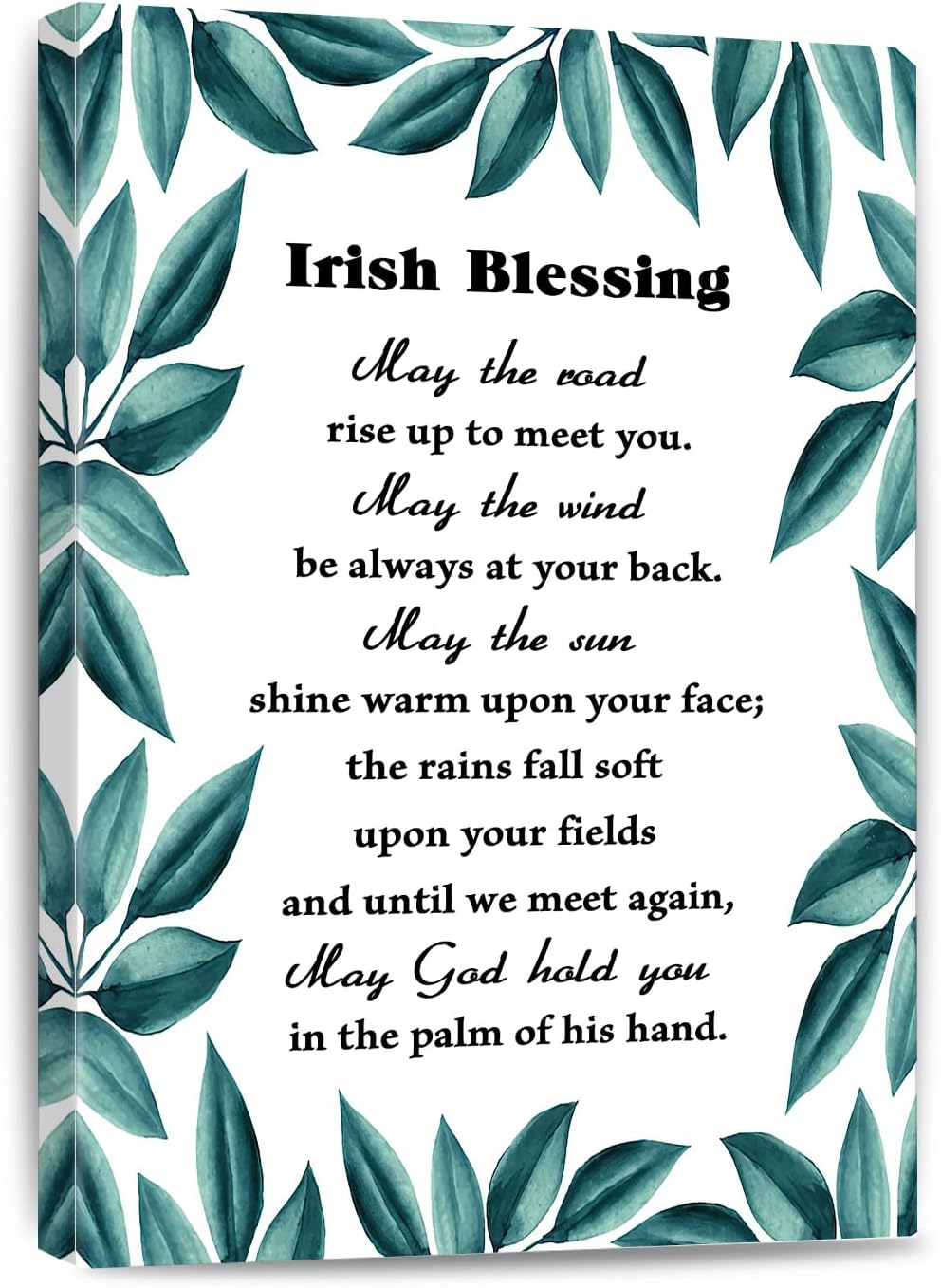May The Road Rise Up To Meet You，Irish Blessing Canvas Wall Art Christian Green Watercolor Poster Positive Scripture Print Wedding Gift Home Living Room Bedroom Office Decor Framed 16 * 24 Inch