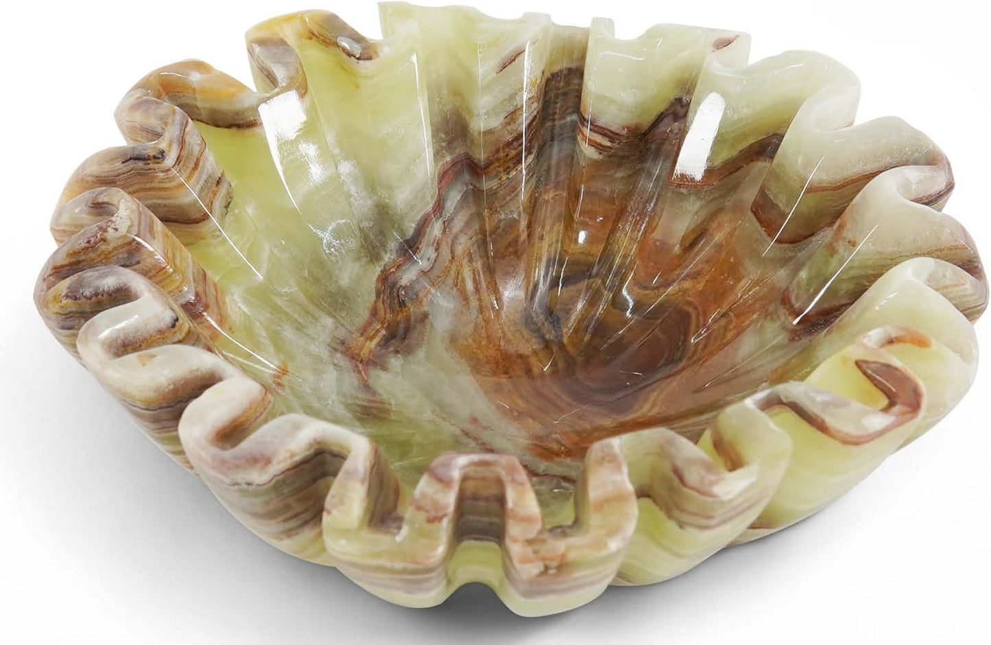 Marble Ruffle Bowl 6 Inch Green Decorative Candy bowls for Modern Home Decor and kitchen accessories, Key Bowl for Entryway Table Centerpieces