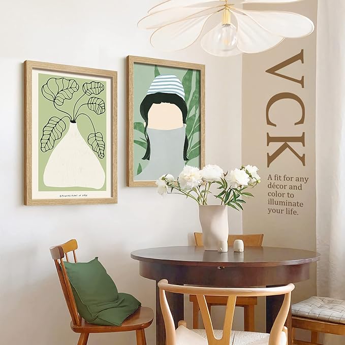 VCK 18x24 Poster Frame Set of 3 - Oak, Natural Solid Wood Picture Frames, Wall Hanging