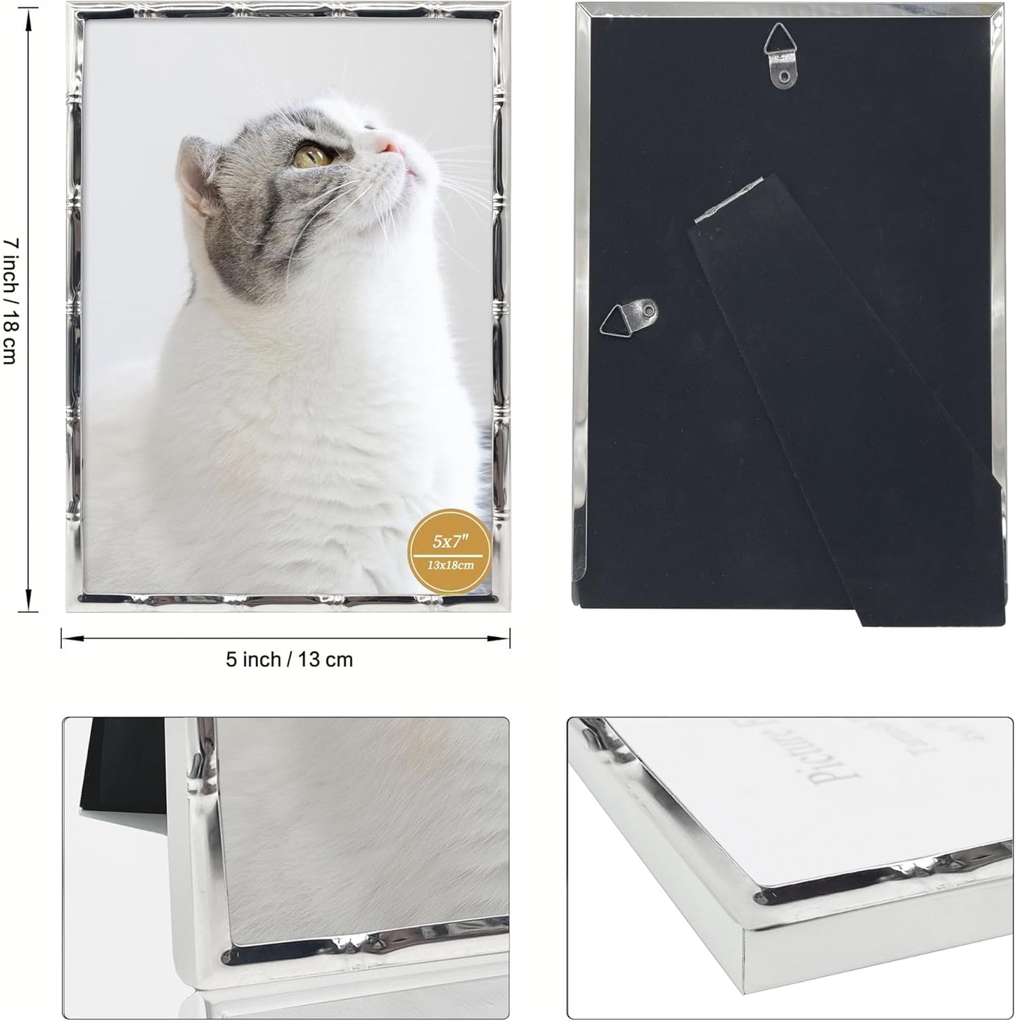 DECANIT 8x10 Picture Frame Metal,Thin Profile Photo Frame 8 by 10 Inch, Display for Wall Mounting or Tabletop,silver