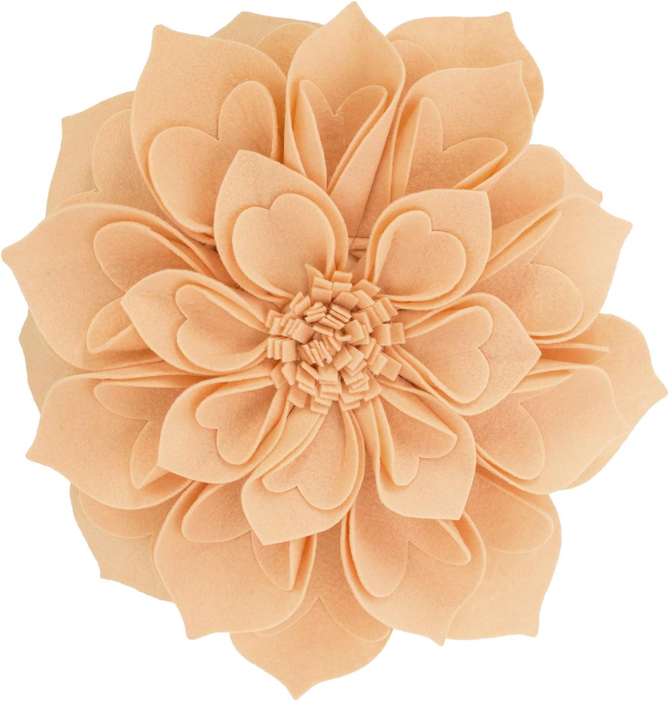 Fennco Styles Handmade 3D Heart-Shaped Petals Flower Decorative Throw Pillow Cover Only - 13" Round Peach Floral Pillow Case for Couch, Home Décor and Holiday, Housewarming Gift