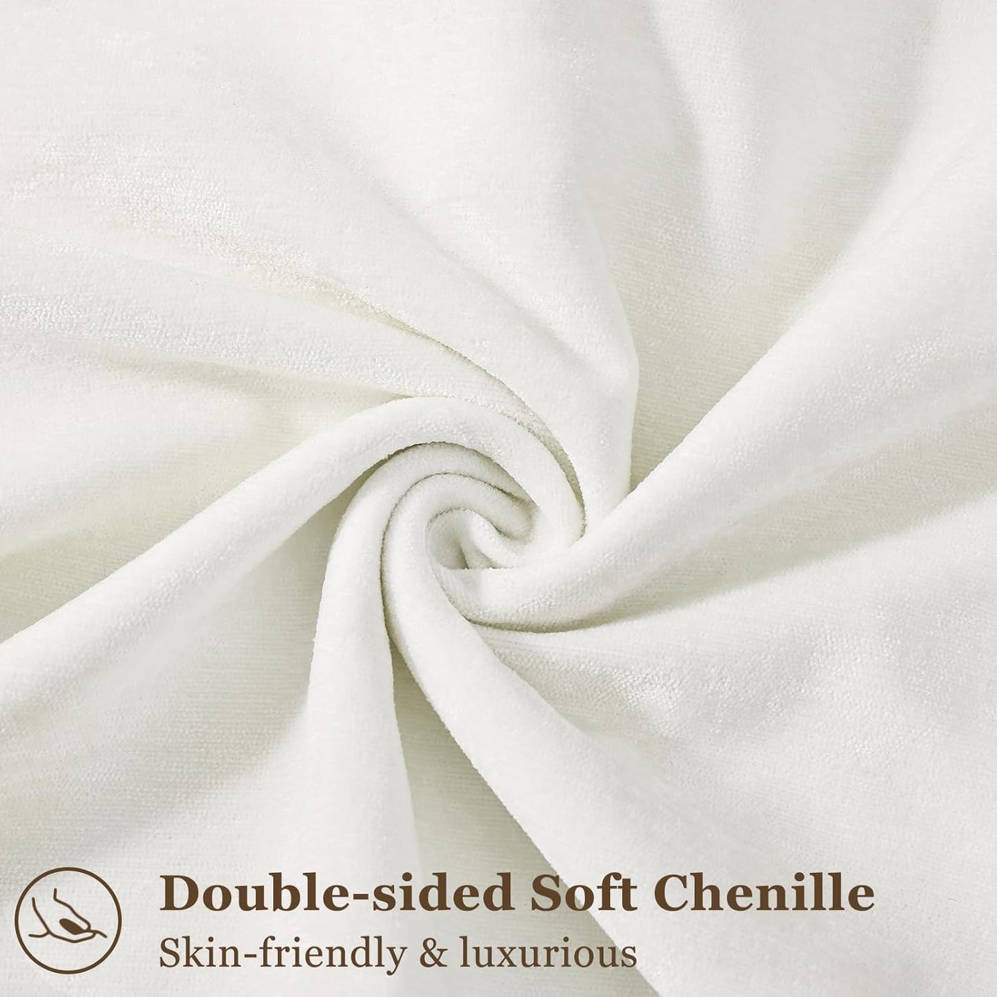 decorUhome Couch Throw Pillow Covers 26x26 Set of 2, Decorative Soft Euro Neutral Chenille Pillow Covers with Elegant Design for Sofa Bed Living Room Home Decor, Cream White