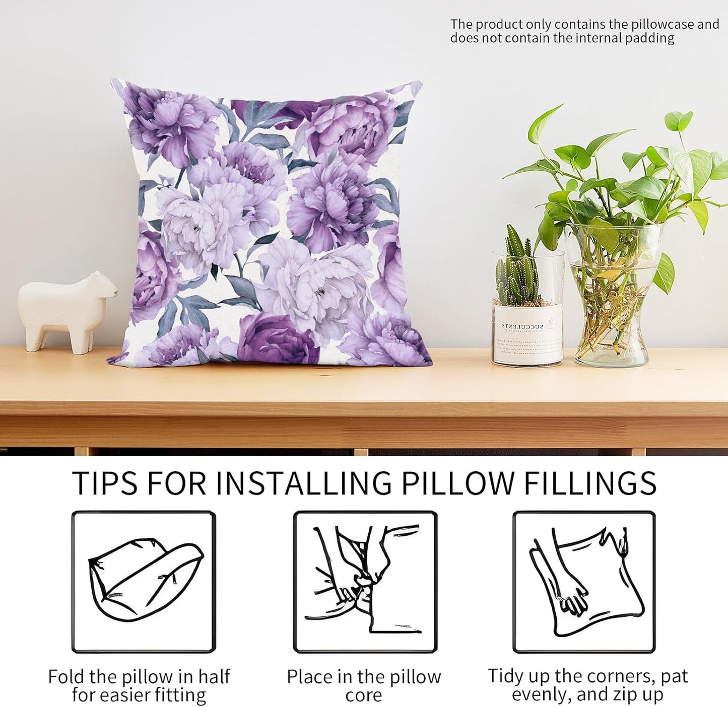 Decorative Throw Pillow Covers 18x18 Inch, Cute Home Decor for Living Room Outdoor Funny Pillowcase Polyester Cushion Case Purple Floral