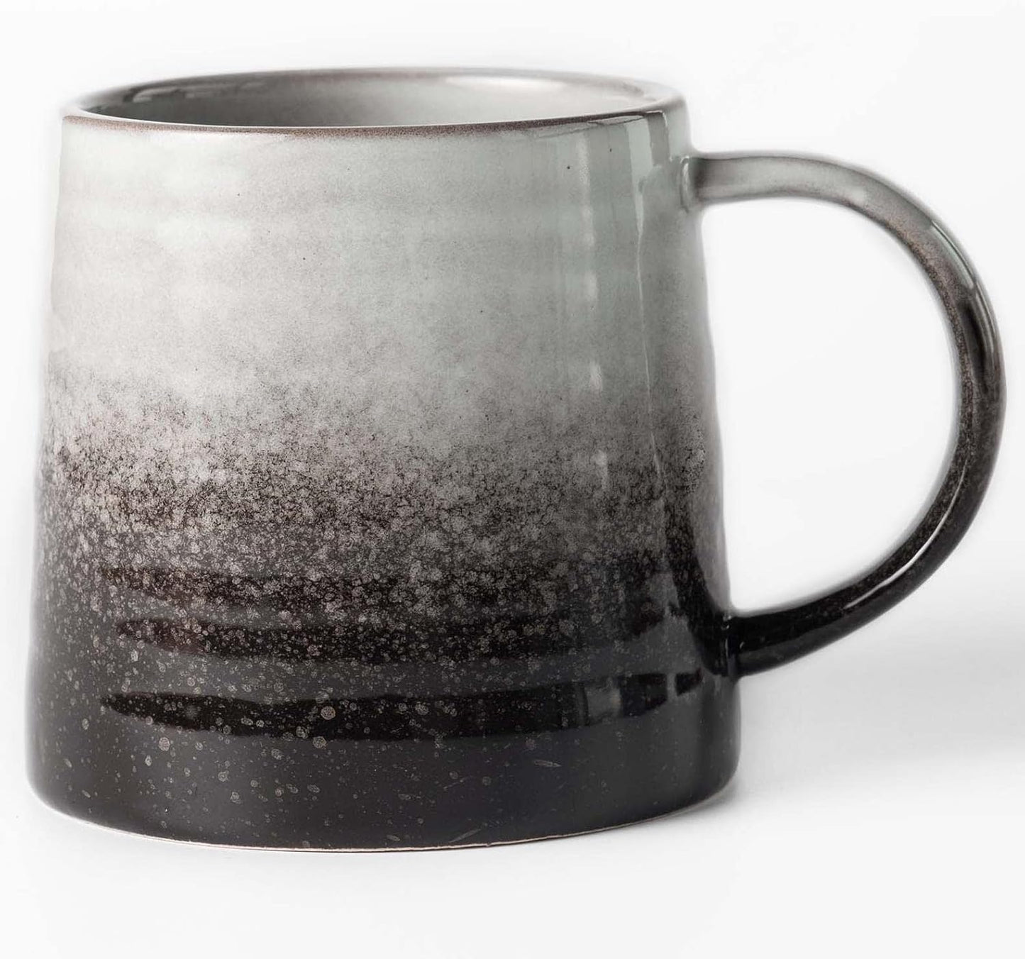 Large Ceramic Coffee Mugs, Handmade Pottery Mug, Tea Cups with Handle for Office and Home, 16 oz, Dishwasher and Microwave Safe (Grey Black)