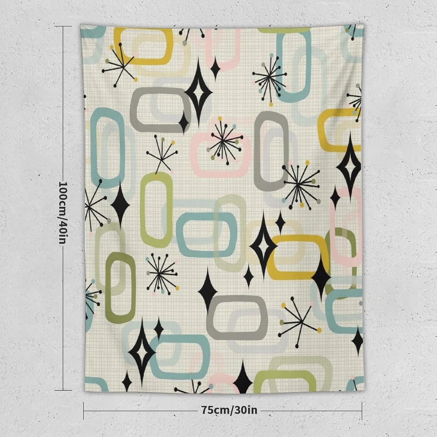 ICMOLYYENLO Boho Medieval Cat Tapestry, Abstract Atomic Starburst Geometric Aesthetic Art Wall Hanging For Bedroom Living Room Dormitory 50x60 Inches