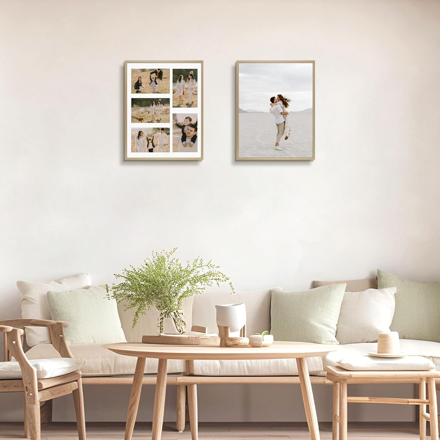 Frametory - 11x14 Aluminum Collage Picture Frame - Display 4x6 Pictures with 5 Openings Mat - Real Glass Front - Horizontal/Vertical Wall Mount - Gold 1 Pack