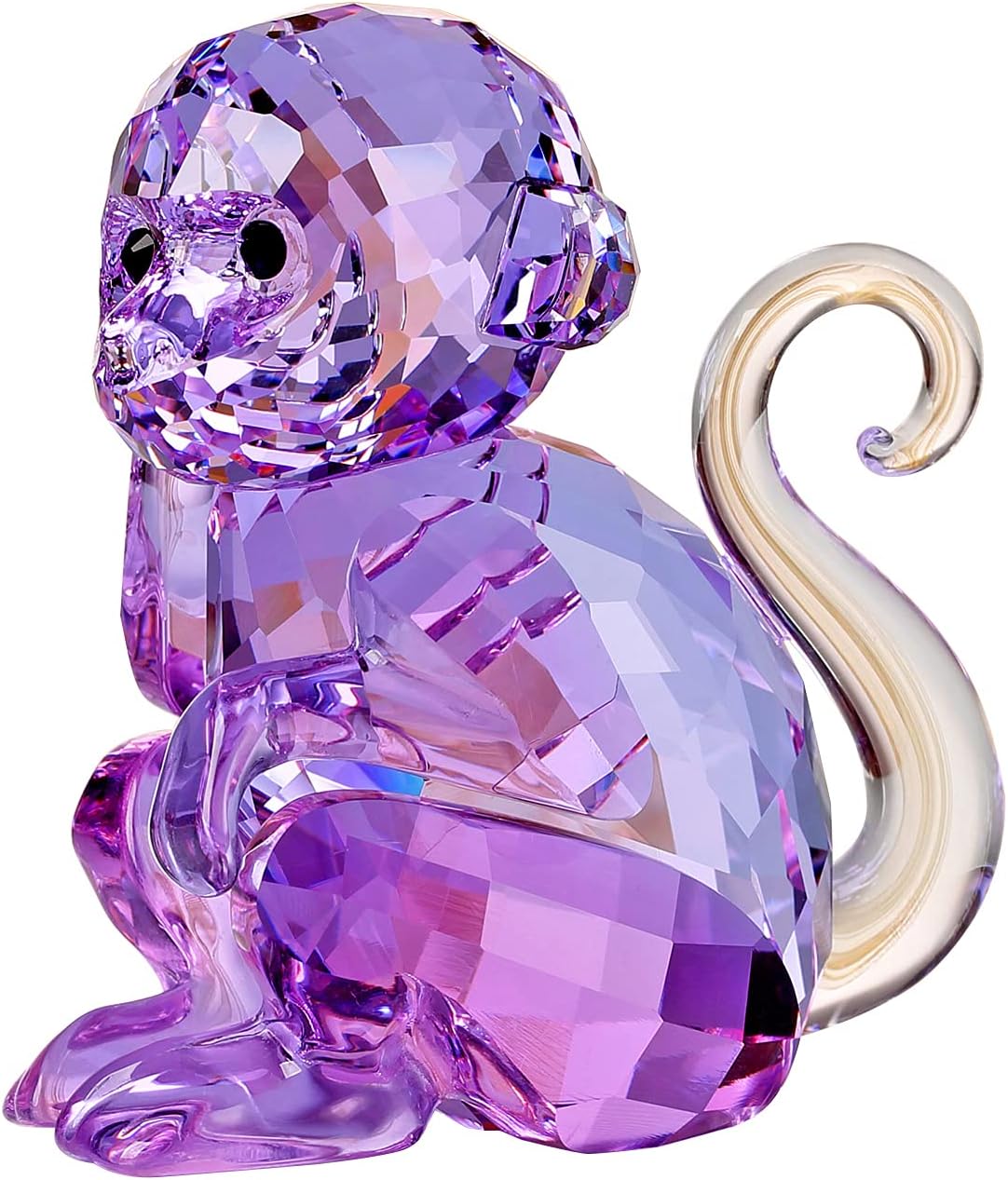 DOJOZ Crystal Little Monkey Animals Lovely Craft Decorations for Home Ornaments Christmas Collectible Birthday Gifts Figurines (Purple)