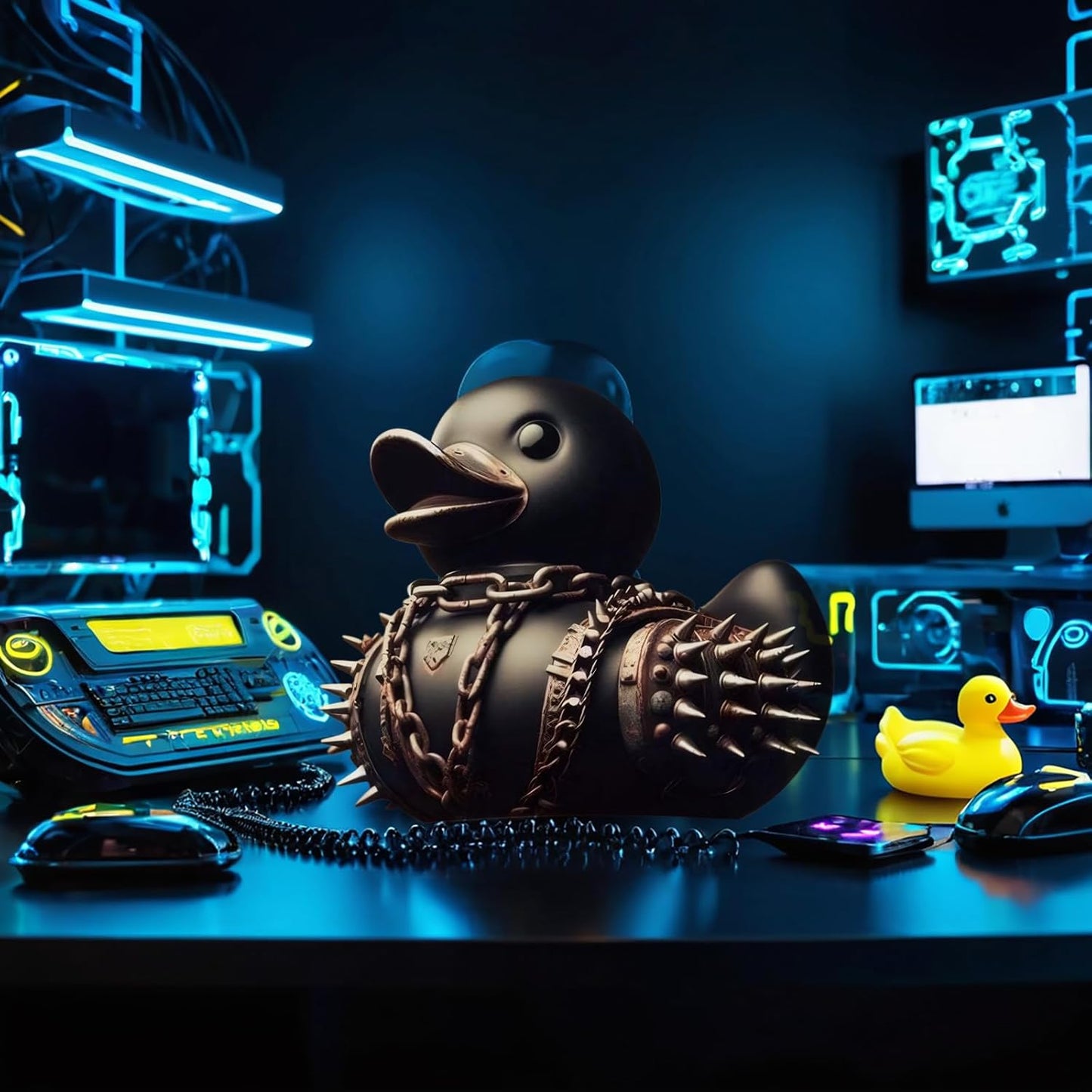 edenfuax Punk Duck Goth Resin Duck - Garage Kits,Unique Gothic Gifts & Collectibles,Vinyl Rubber Novelty Ornament Dark Satanic Duck Figurine for Desktop Home Halloween Decor (Punk Duck)