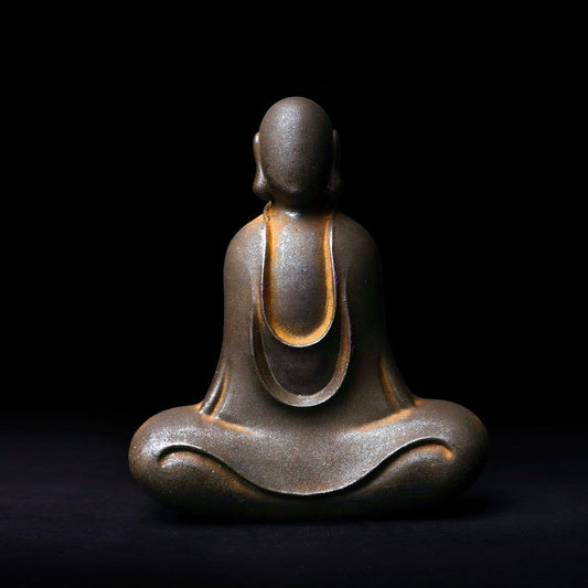 Faceless Buddha Statue - Solid Cast Iron Buddha Figurine, Indoor Outdoor Zen Decor for Spiritual Room Meditation