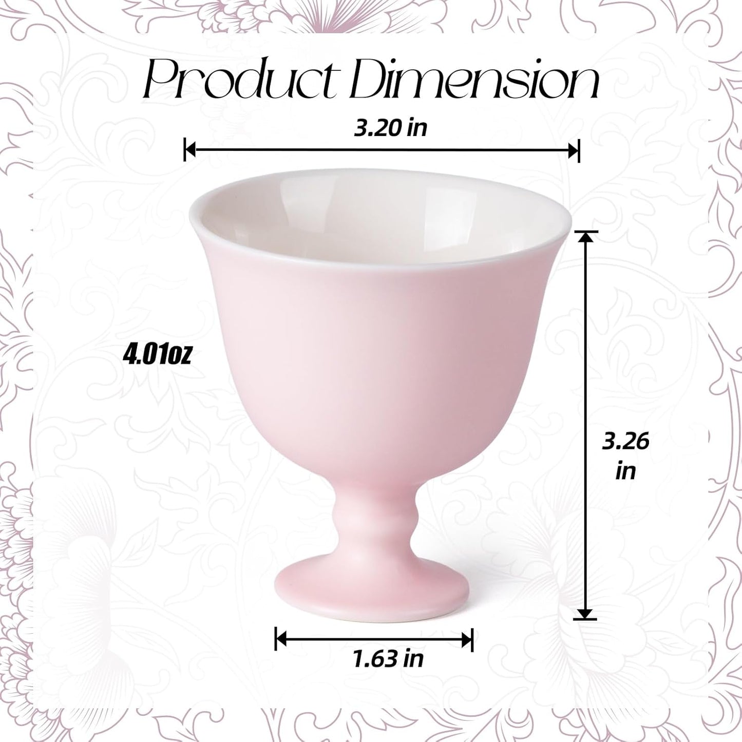 KAMMAK Ceramic Tea Cups Small, Cute Vintage Coffee Cup Set of 2, Porcelain Teacups Espresso Mug, 4oz Hand Painted Chinese Afternoon Tea Party Mugs, Birthday Gift for Women Men, Song Tall Footed