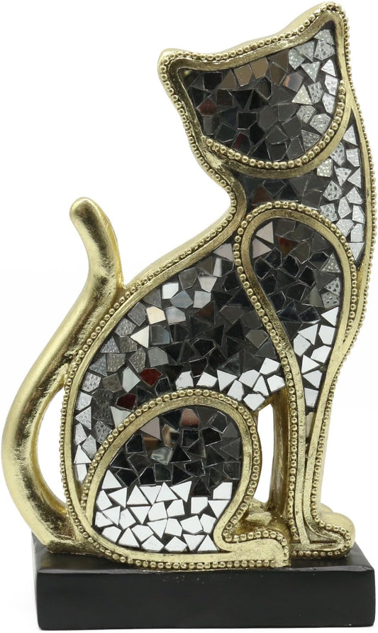 Lukitas Sitting Cat Figurine, Two-Faced Kitten Statue, Unique Animal Sculpture Home Decor for Living Room Office Garden, Resin