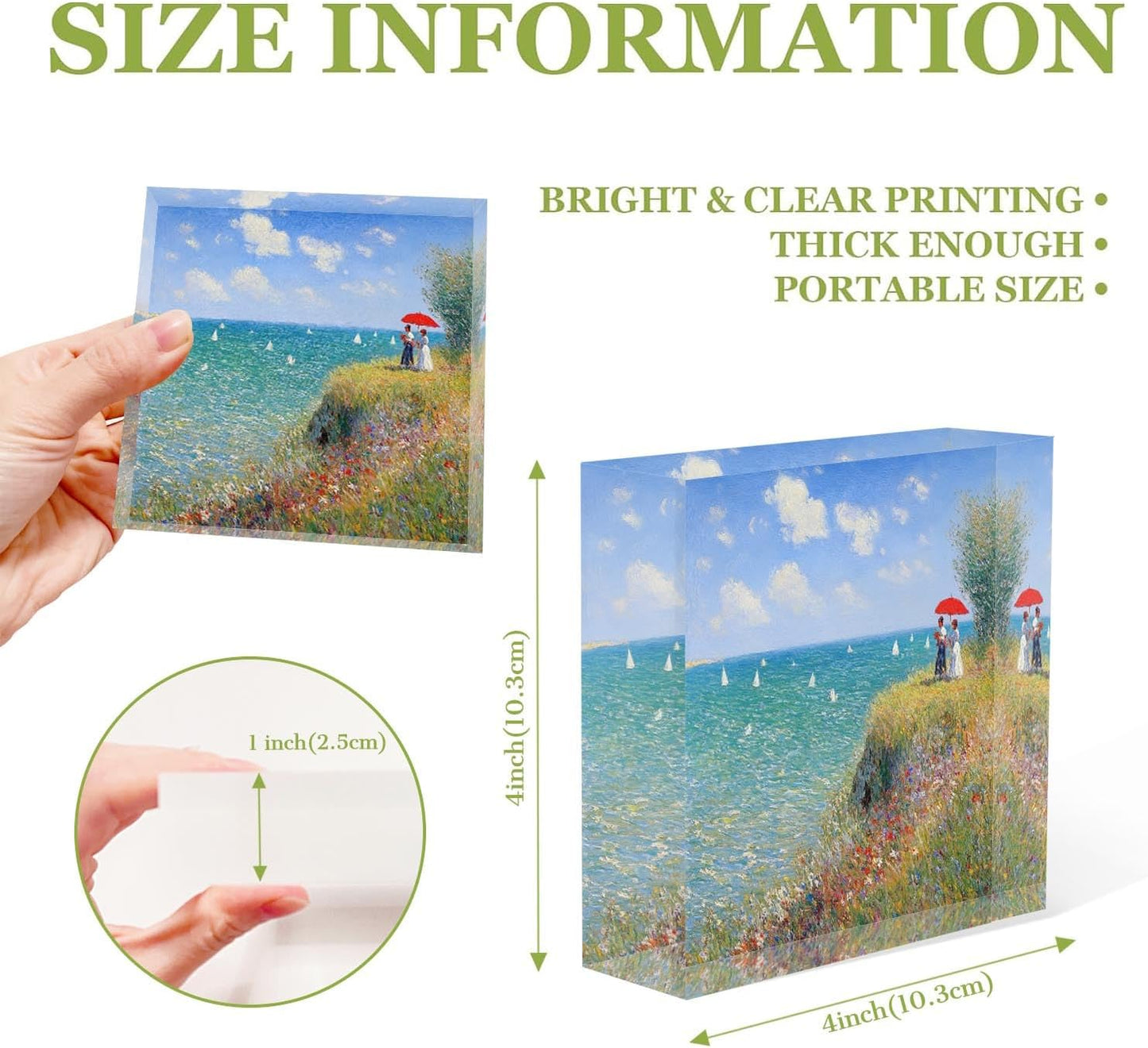 NOHSHE Motivational Desk Decor Hand Painted Painting Summer Coast Scenery Acrylic Desk Decor 4x4 Tabletop Wall Sign - Appreciation Presents for Coworkers - Housewarming Presents