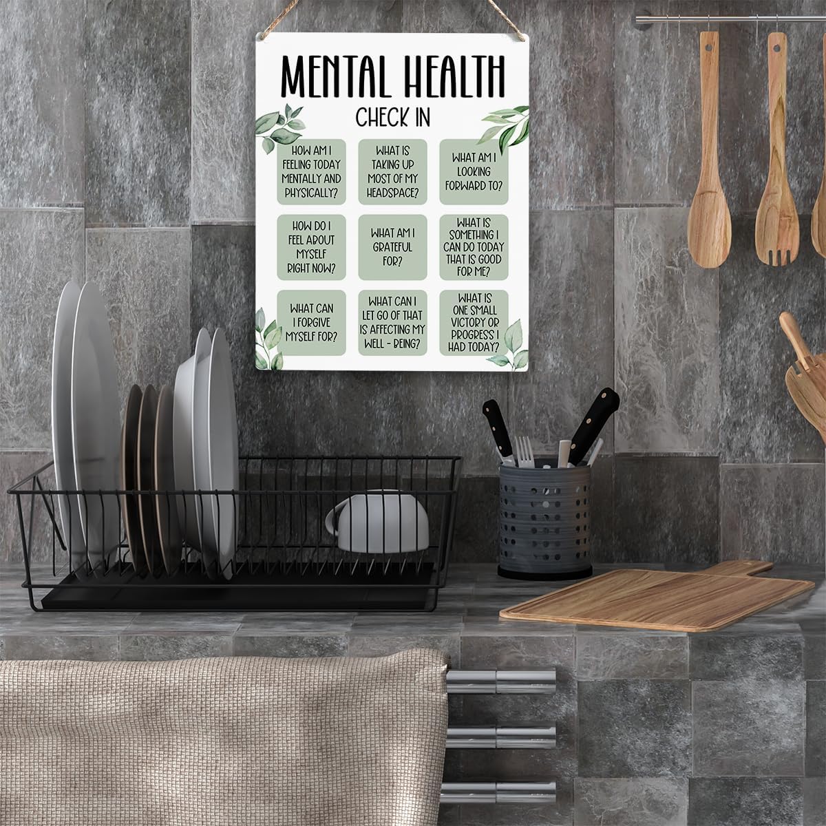 Mental Health Decor, Psychotherapy Sign Counselor Office Decor, Wall Art Wooden Hanging Plaque 10 x 8 Inch, for Office Bedroom Living Room Home, Anxiety...