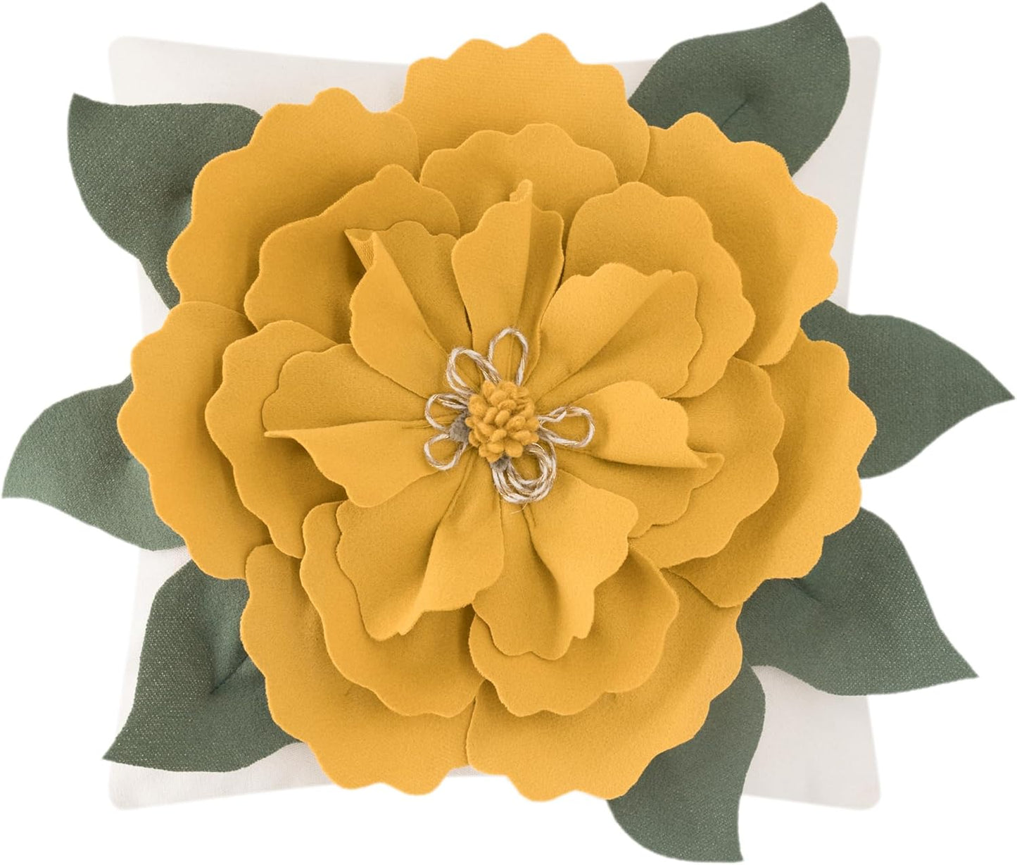 JWH Flower Throw Pillow Cover Decorative 3D Floral Accent Pillow Case Stereo Cushion Handmade Pillowcase for Car Bedroom Bed Couch Sofa 18x18 Inch Gold Yellow