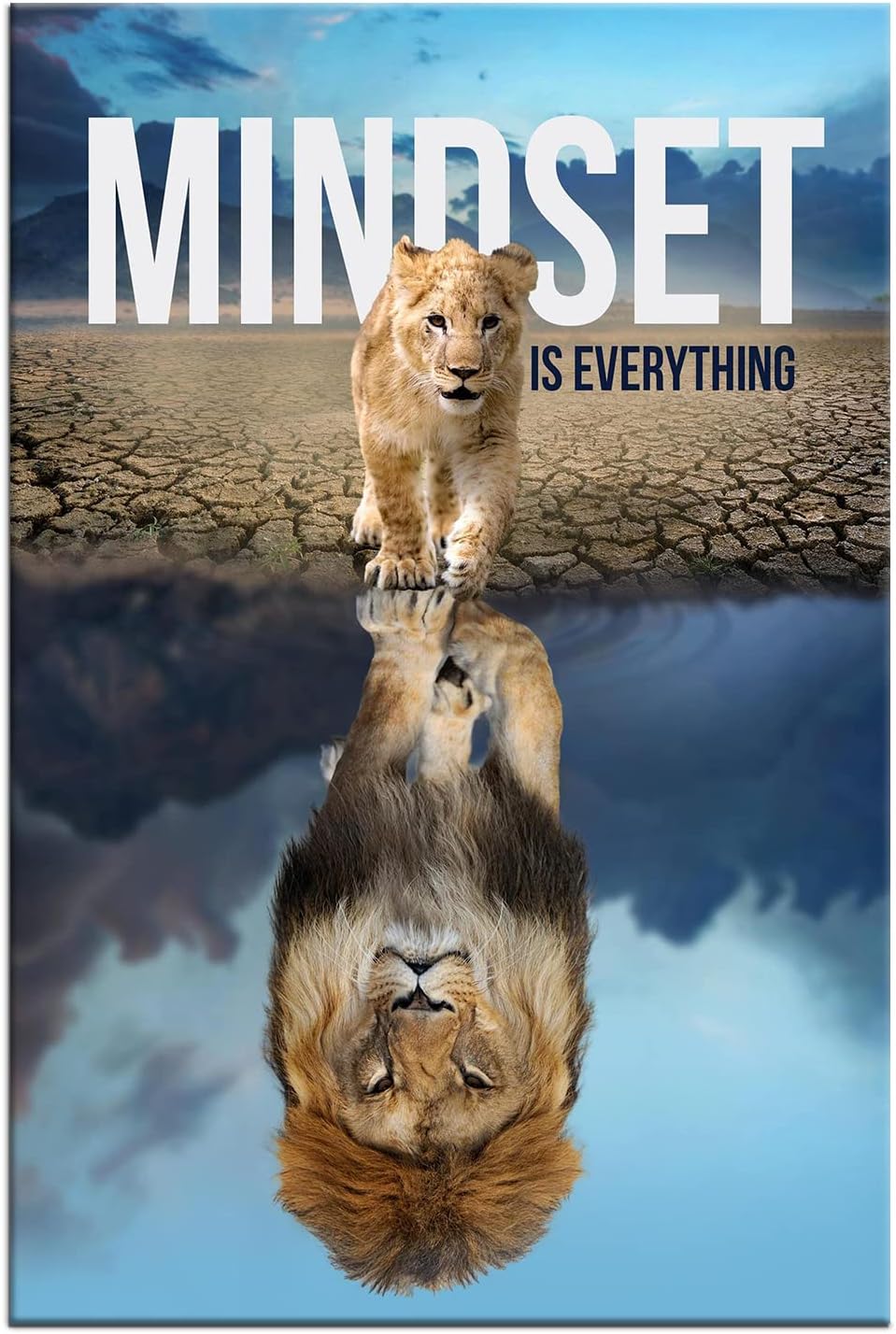 Mindset is Everything Wall Art Office Decor Motivational Wall Art Canvas Prints Entrepreneur Quotes Canvas Poster Use for Office Home Bedroom Livingroom Wall Decor Wooden Framed [12''W X 18''H]