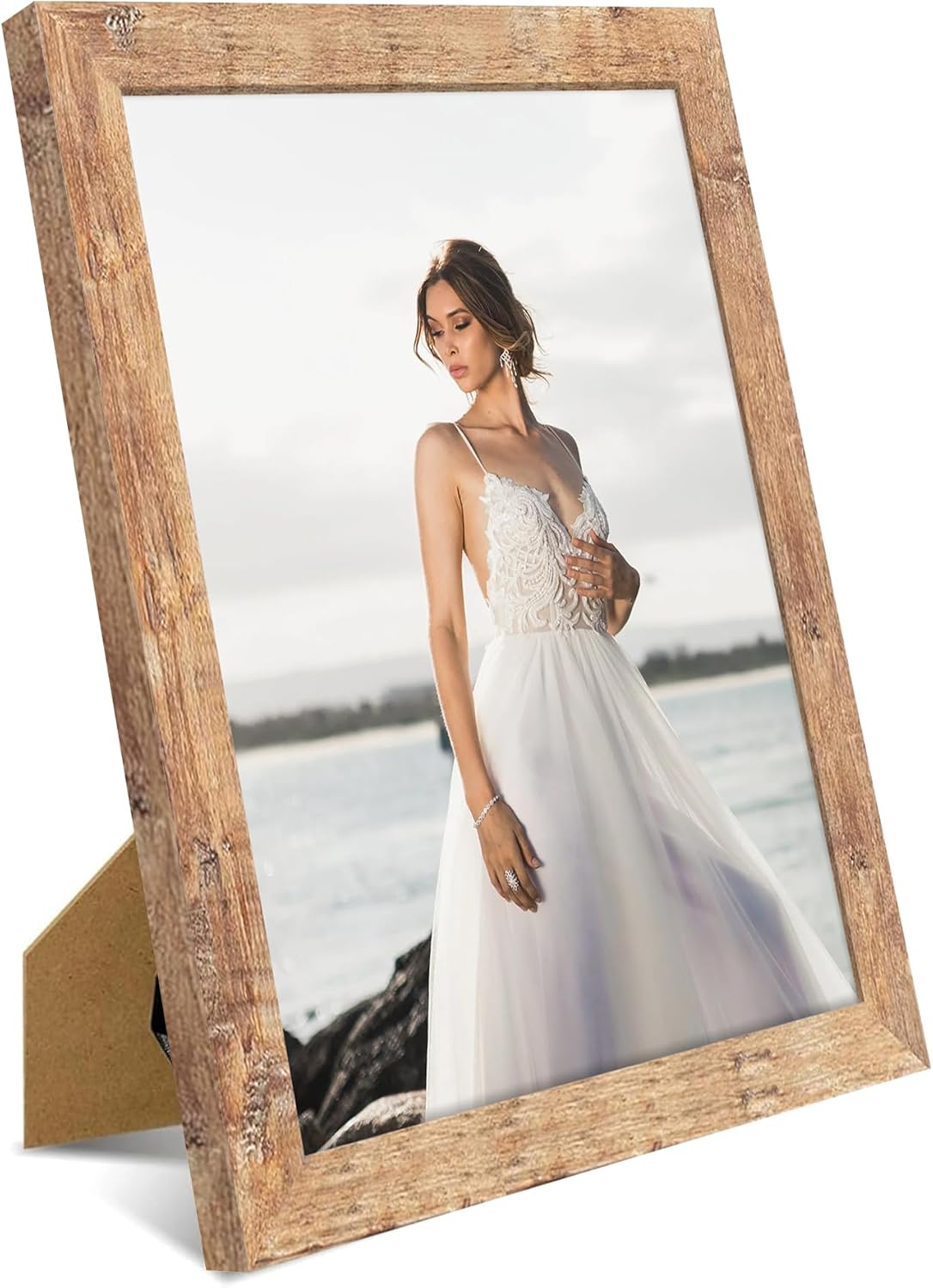 iRahmen 8.5x11 Picture Frame Set of 2, Rustic Brown Certificate Frame with High Definition Real Glass, Wood Photo Frames 8.5 by 11 Diploma Document for Wall Hanging and Tabletop Display