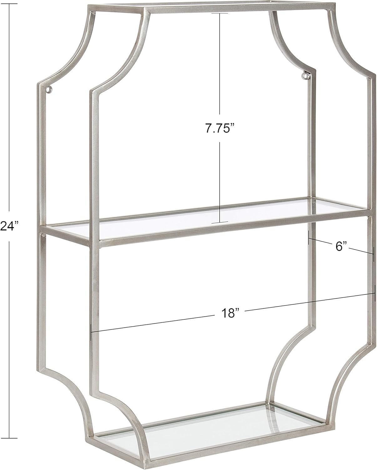 Kate and Laurel Ciel Glam Geometric Wall Shelf, 18 x 24, Silver, Decorative Shelves for Storage and Display