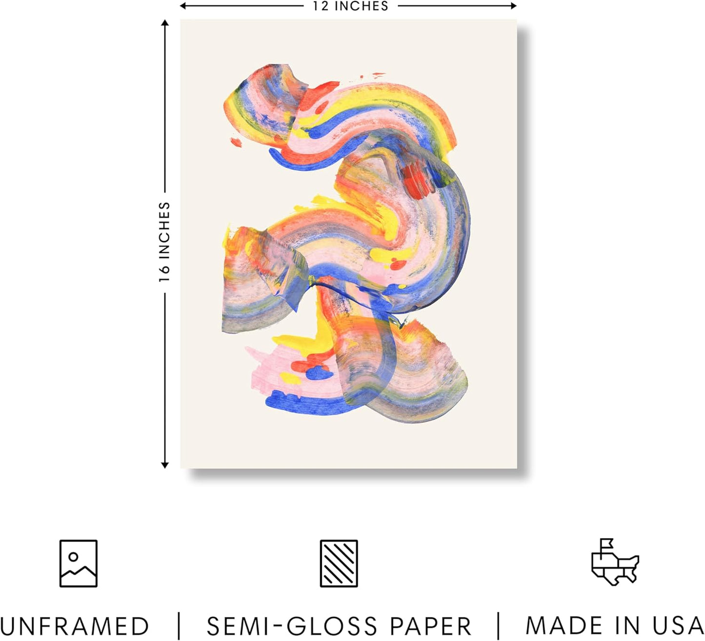 HAUS AND HUES Colorful Abstract Wall Art - Minimalist Retro Picture for Living Room Decor, Red and Pink Modern Wall Art Painting (Abstract Watercolor Swirls, Unframed, 12x16)