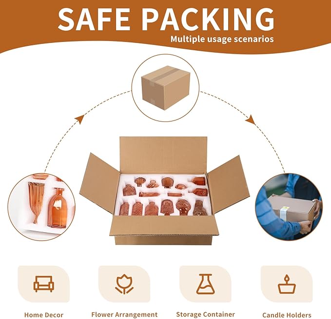 Valentine's Day Glass Bud Vases,Versatile Small Bud vases for Home and Wedding Decor, Exquisite Bridal Shower Table Centerpieces,Aromatherapy Bottles,Candle Holder, Gifts Idea(Pack of 30,Amber)