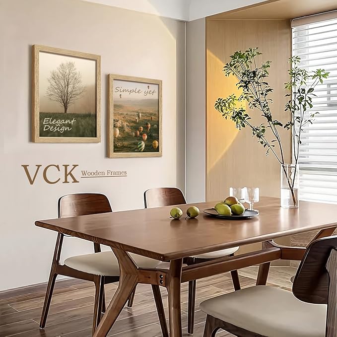 VCK 16x20 Solid Wood Poster Frames for Wall, Natural Oak Picture Frame 3 Pack, Wall Gallery Frame
