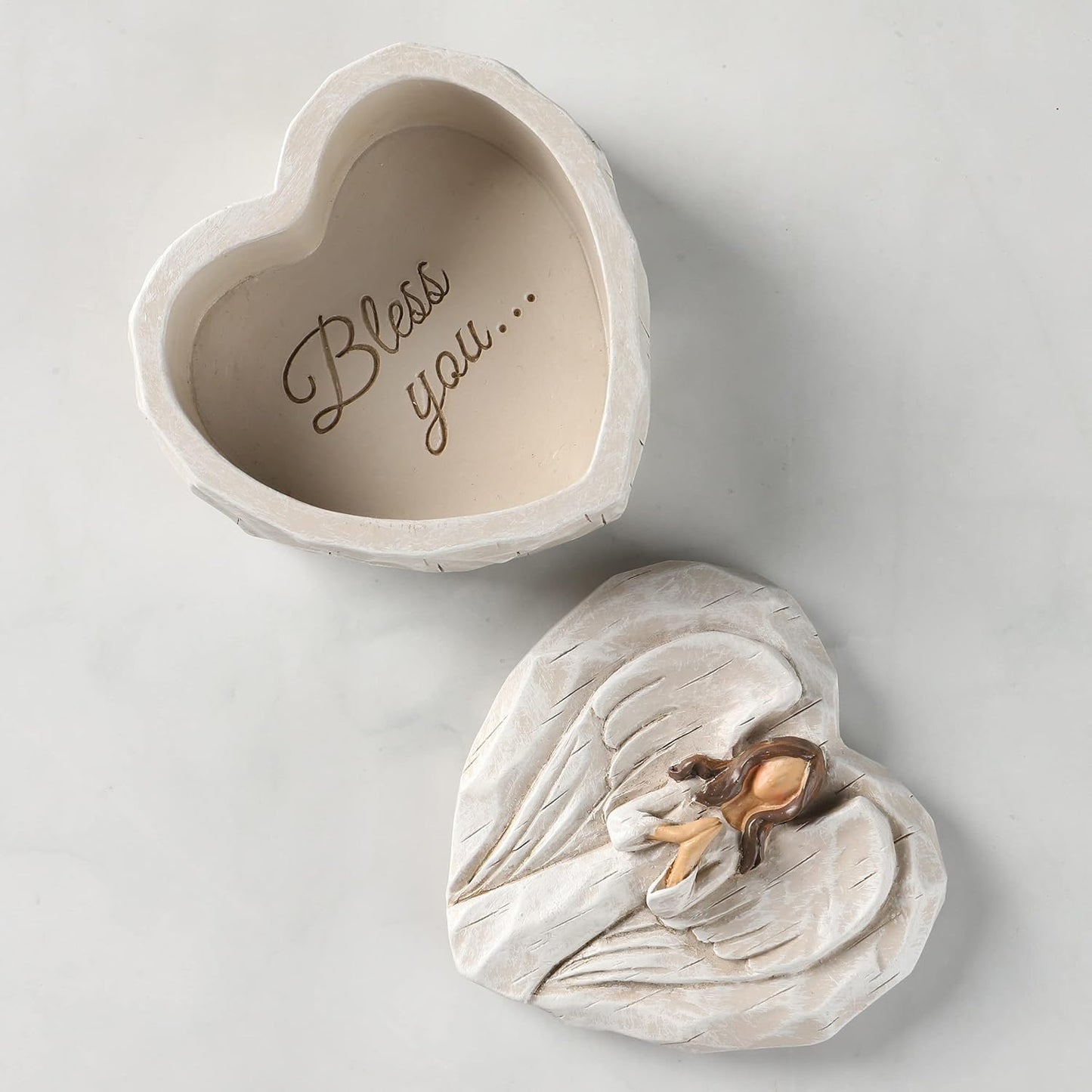 Hodao Angel Figurines Angel Gift Sculpted Hand-Painted Keepsake Box